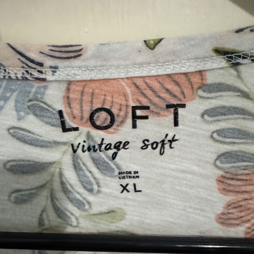 LOFT Vibrant Floral Short Sleeve Tee - Orange, Green, Blue - Picture 2 of 2